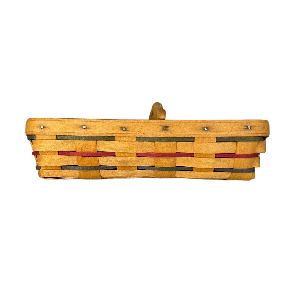 Longaberger 1995 Cracker Basket With Divider Red‎ Green Christmas 5
